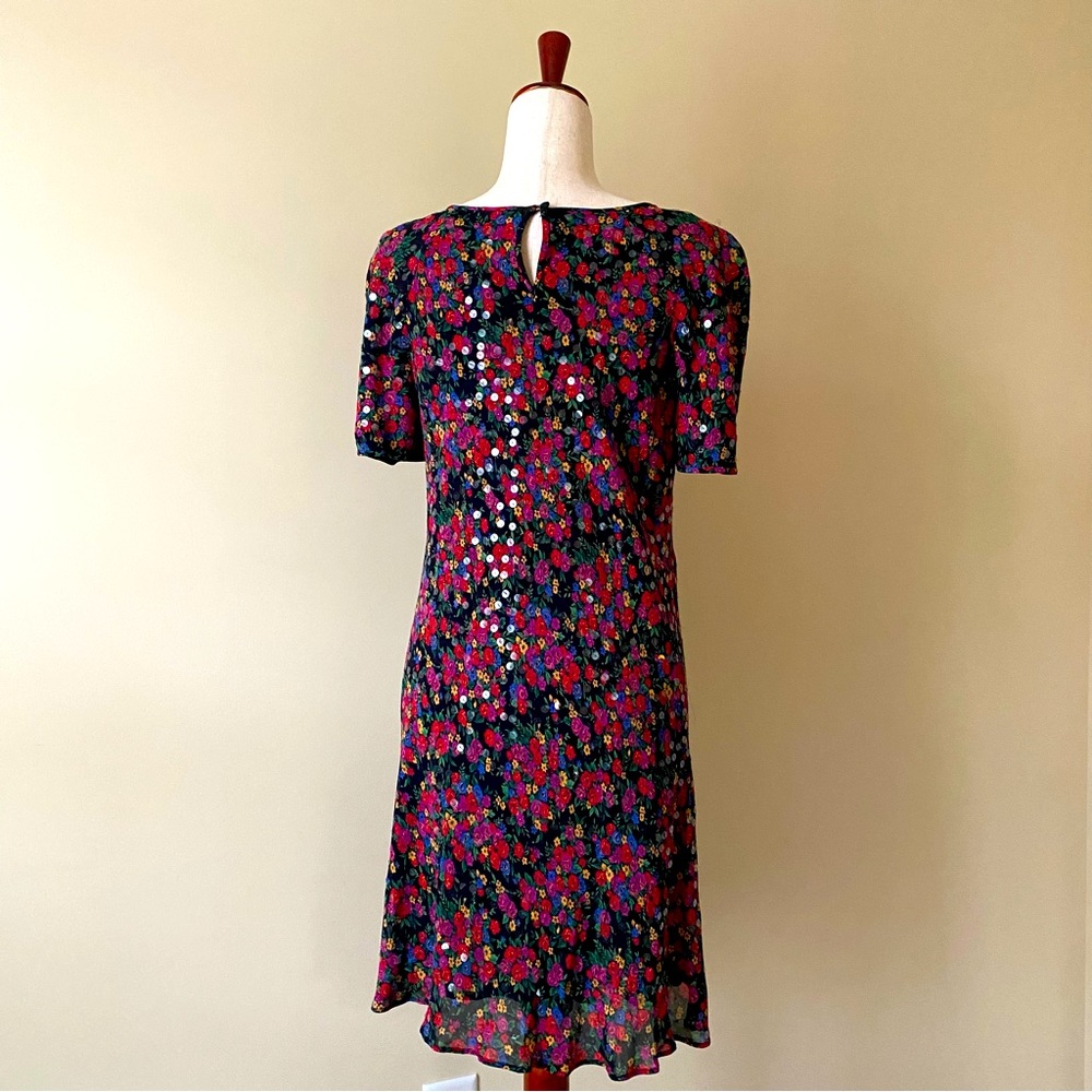 Liz Claiborne floral flowy dress with clear sequins Size 8 - Picture 4 of 10